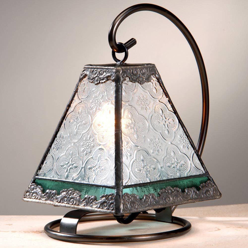 J Devlin Glass Art & Bert Anderson Collection - Lam 559 Clear Vintage and Sage Mini Lamp