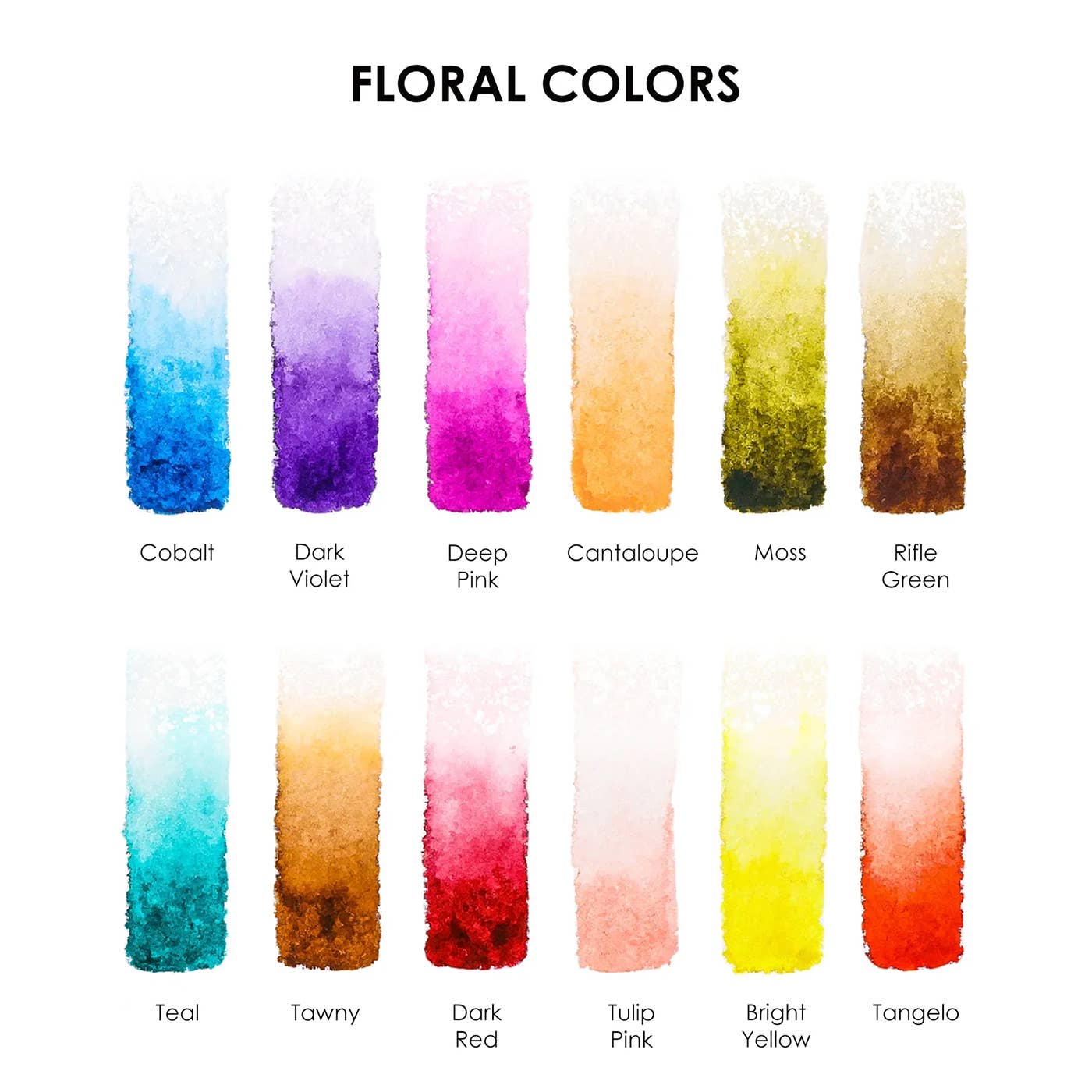 Grabie - Watercolor Pocket Set Of 12 With Brush - Floral Colors