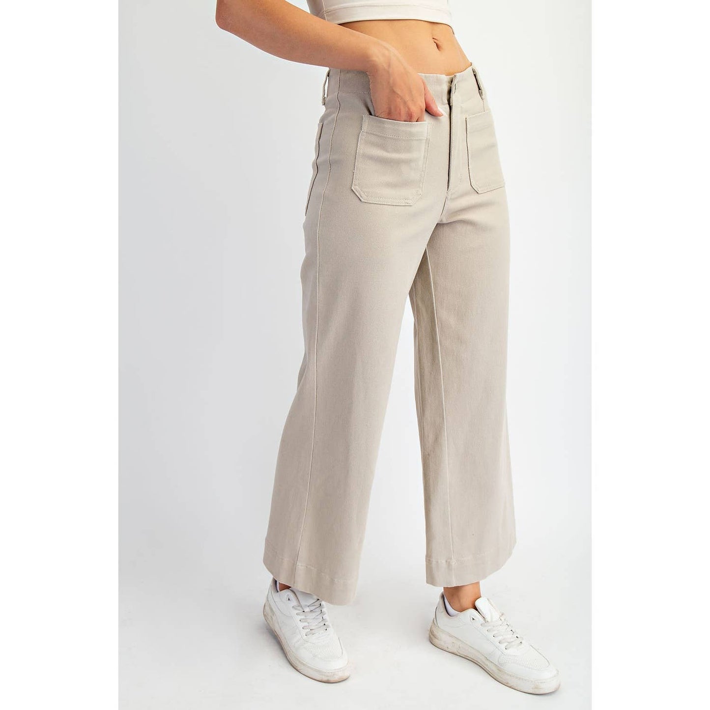 Rae Mode - HEAVY COTTON TWILL CROPPED WIDE PANTS