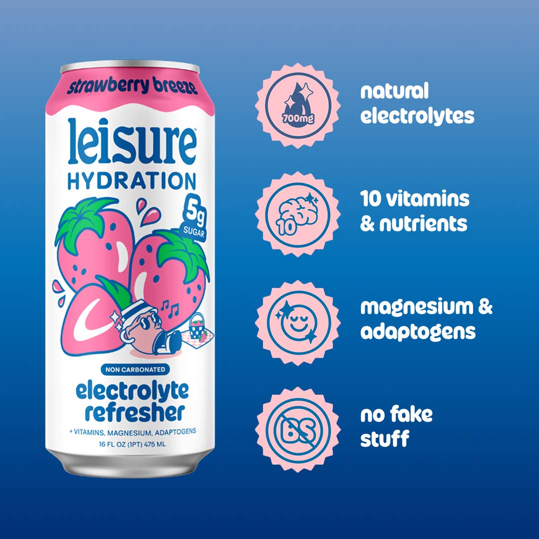 Leisure Hydration - Leisure Hydration Electrolyte Strawberry Breeze (16 x 12oz)