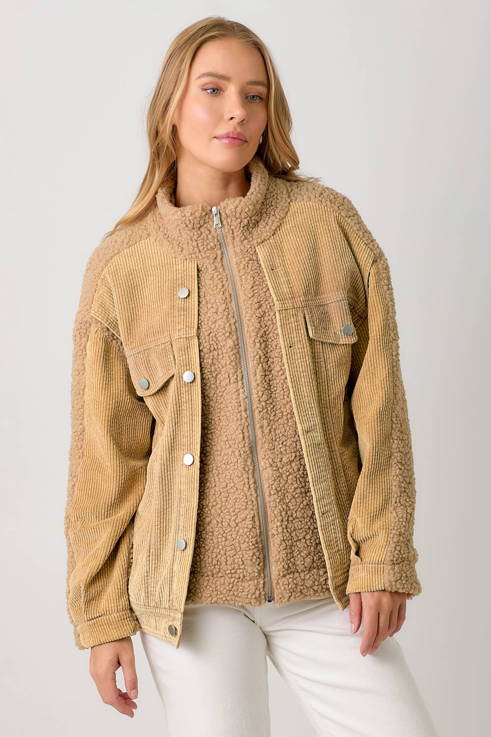 Mystree - 60817 Corduroy Mixed Sherpa Jacket