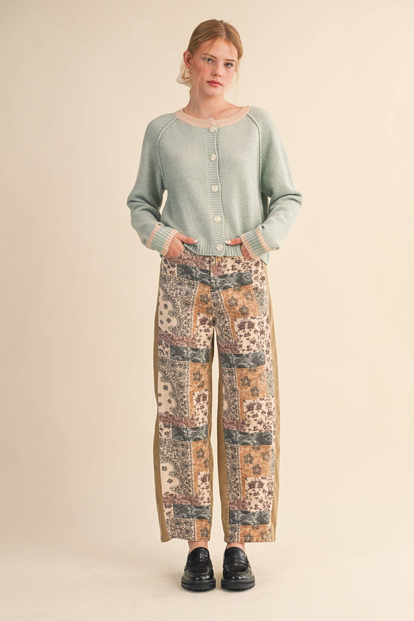 &MERCI - TWO TONE SWEATER CARDIGAN MSW11246