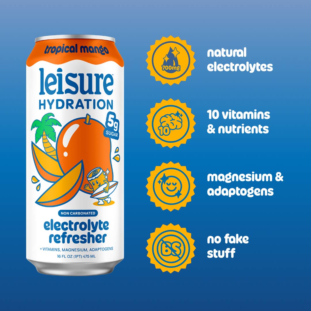 Leisure Hydration - Leisure Hydration Electrolyte Tropical Mango (16 oz x 12 pack)
