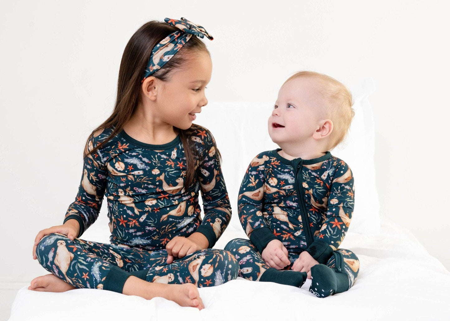 Jammie Session formerly Big Dreams Little Jammies - Waves & Whiskers Long Sleeve Kids Bamboo Pajamas sets, Baby toddler Unisex kids sleepwear, Gender natural Clothing, Kids outfit, Matching Family Pajamas,