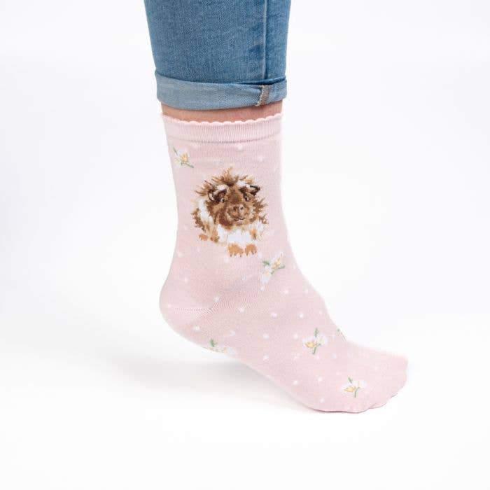 Wrendale Designs - Guinea Pig Sock - Grinny Pig - Pink