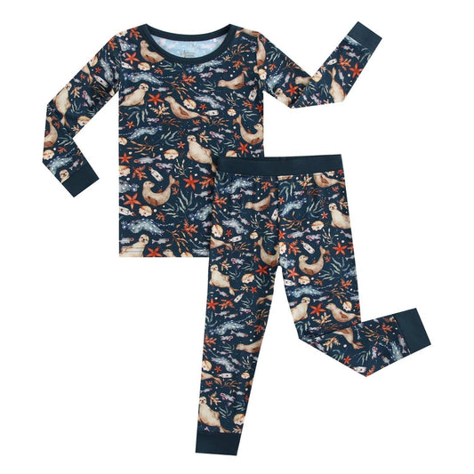Jammie Session formerly Big Dreams Little Jammies - Waves & Whiskers Long Sleeve Kids Bamboo Pajamas sets, Baby toddler Unisex kids sleepwear, Gender natural Clothing, Kids outfit, Matching Family Pajamas,