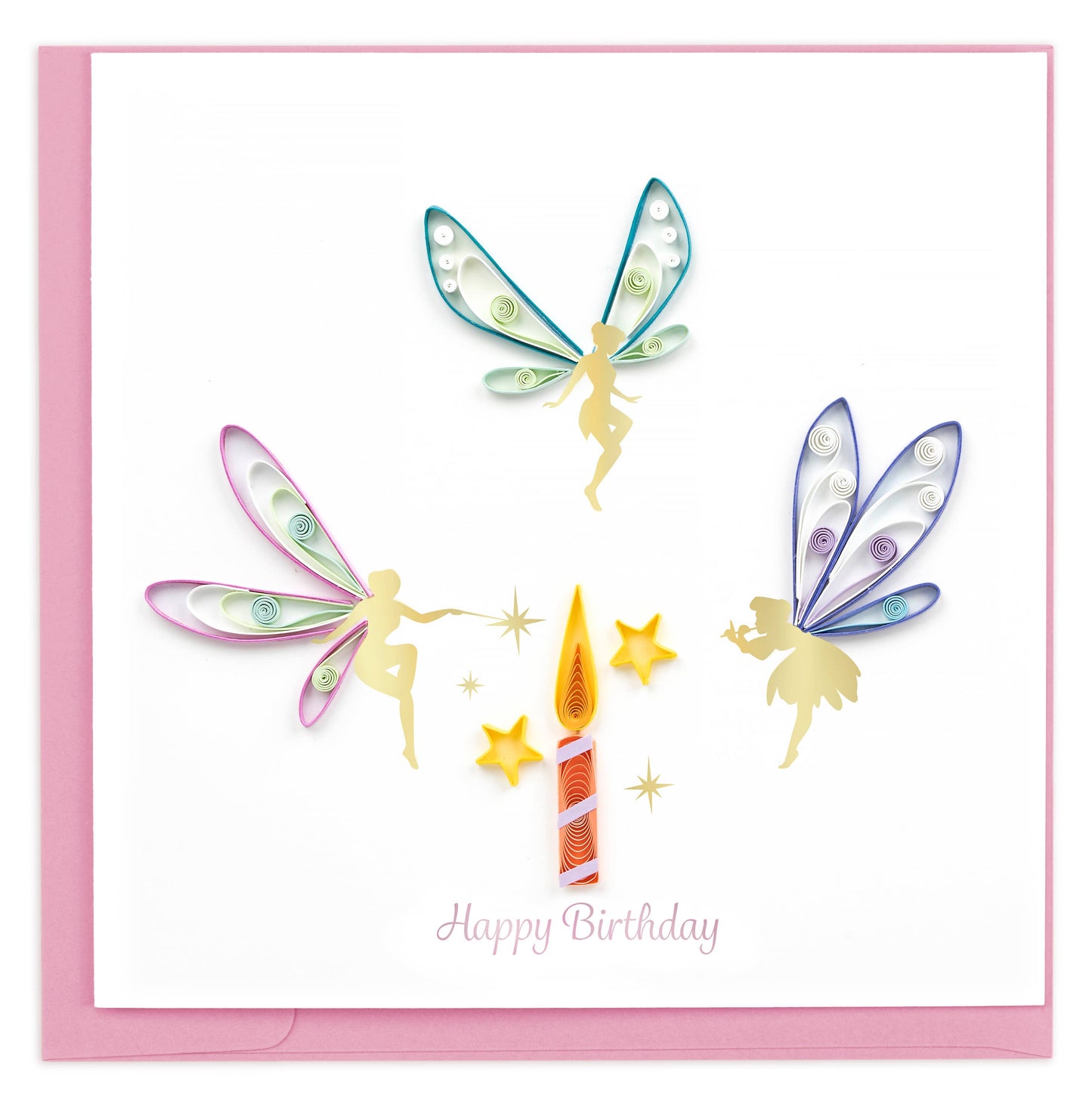 Quilling Card - Quilled Birthday Fairies Card | Whimsical Handmade BDay Card