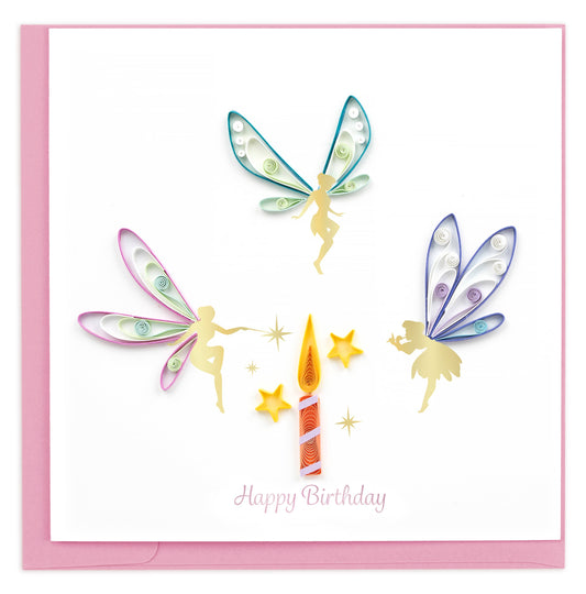 Quilling Card - Quilled Birthday Fairies Card | Whimsical Handmade BDay Card