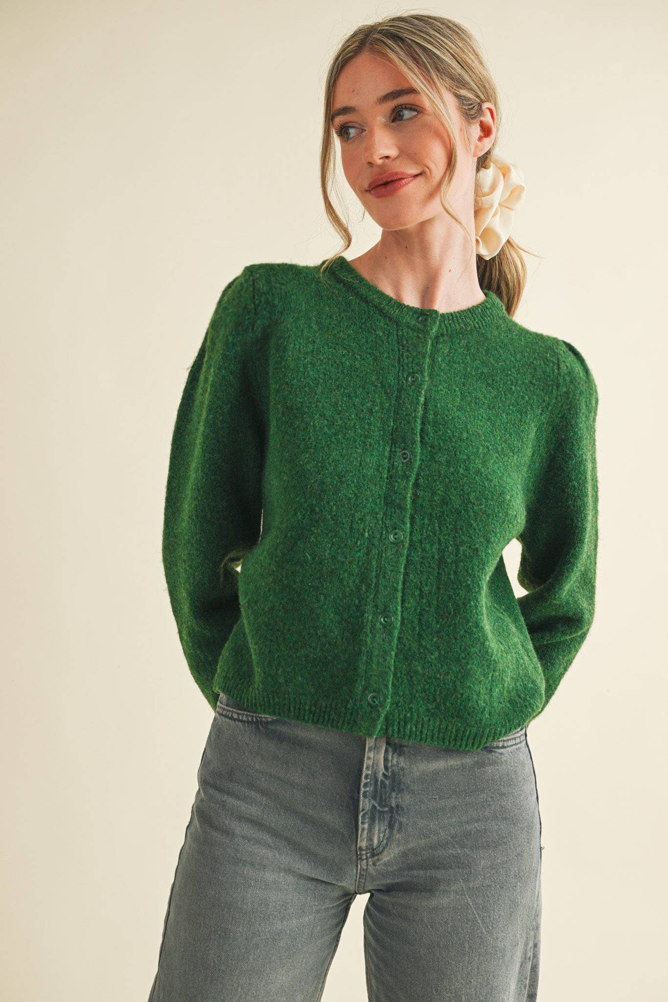 &MERCI - LONG PUFF SLEEVE SWEATER CARDIGAN MSW11018