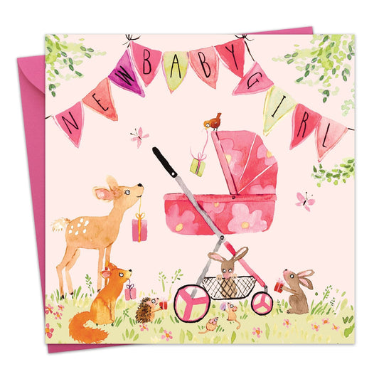 Twizler Ltd - New Baby Girl Card Woodland