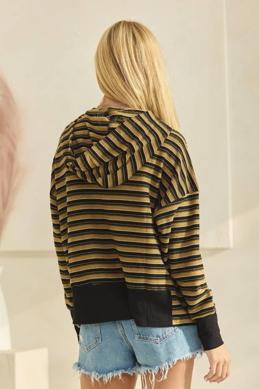 Oddi - Textured Striped Jacquard Hooded Sweatshirt