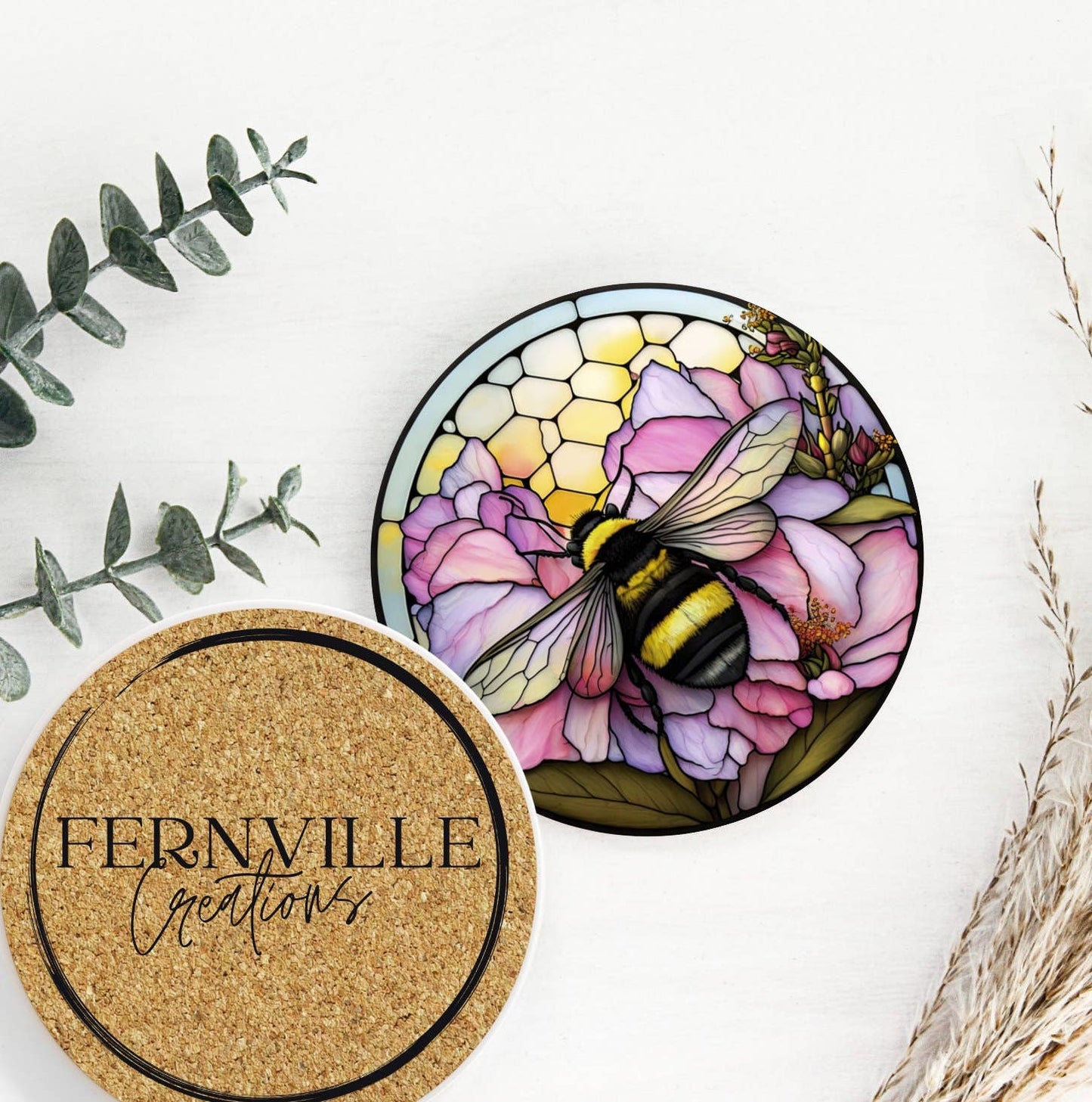 Fernville Creations - Nature-Inspired Stained Glass Ceramic Coasters