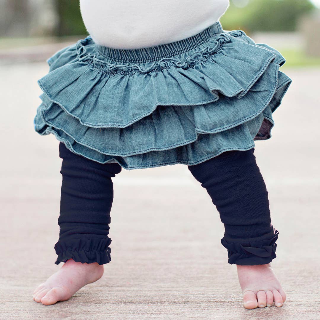 RuffleButts + RuggedButts - Navy Footless Ruffle Tights