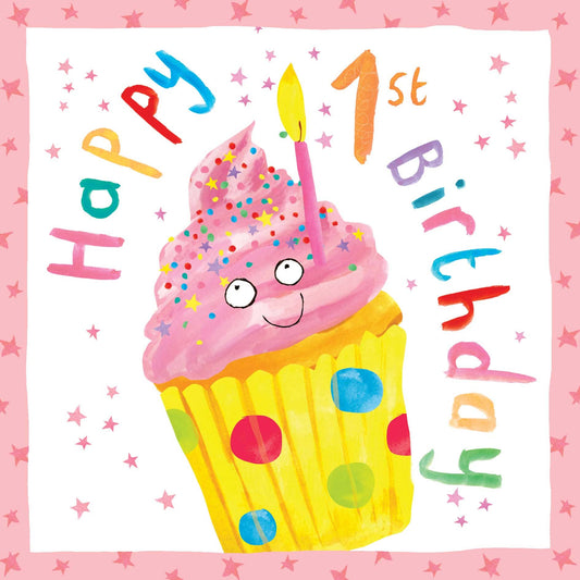 Twizler Ltd - 1st Birthday Card Girl - Cupcake