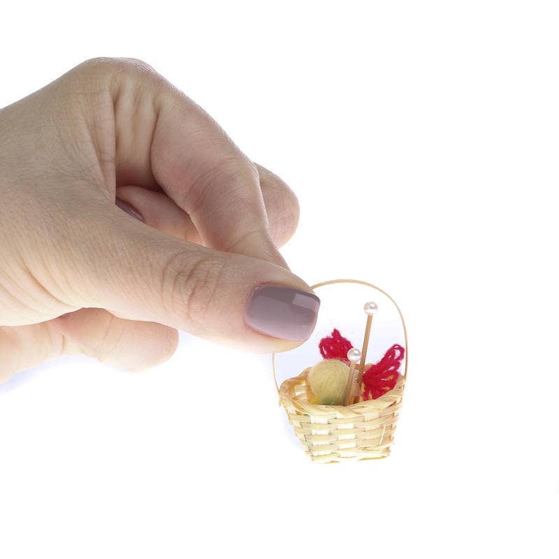 Factory Direct Craft - 1-1/2" Dollhouse Miniature Wicker Knitting Basket