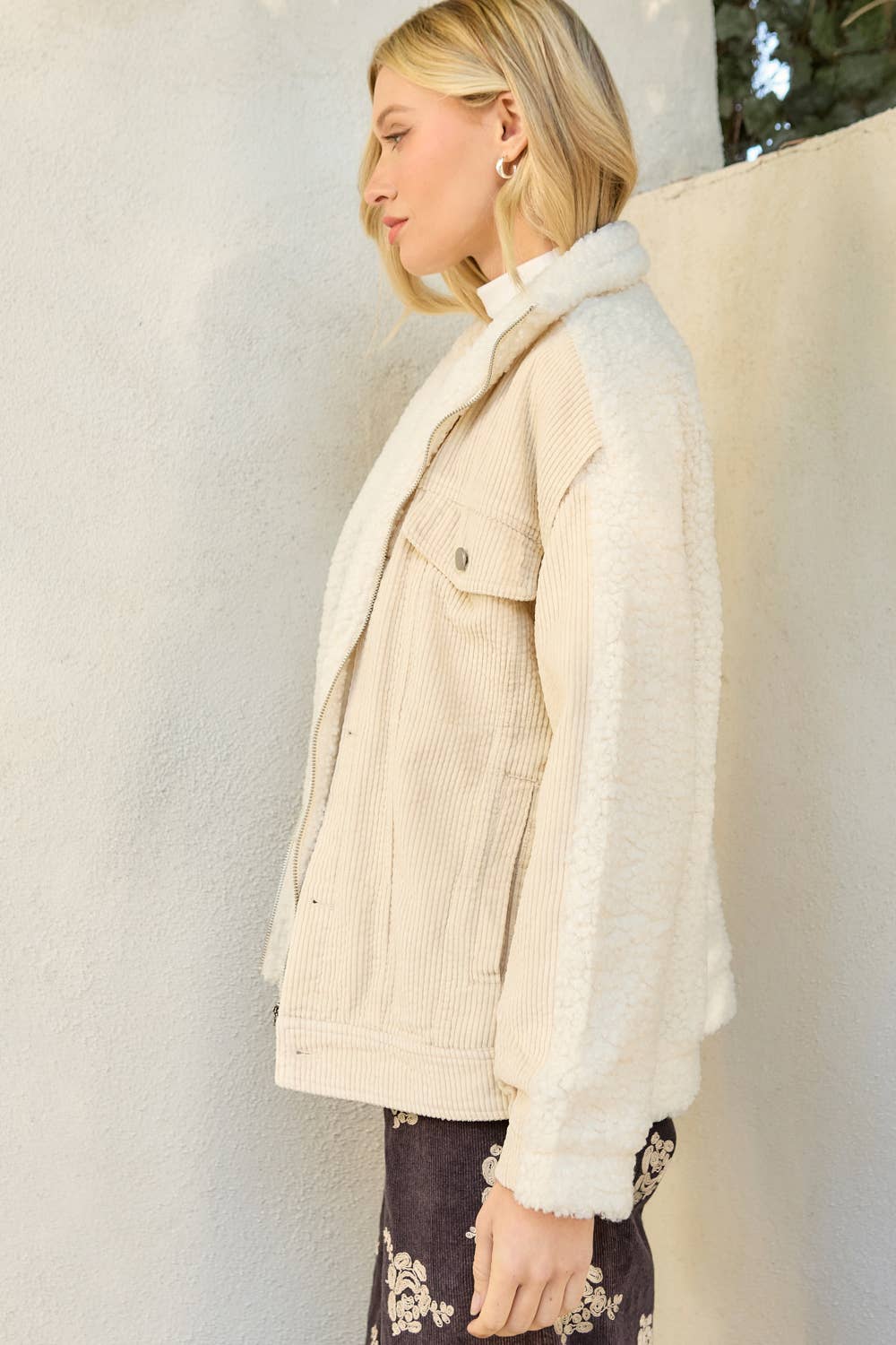 Mystree - 60817 Corduroy Mixed Sherpa Jacket