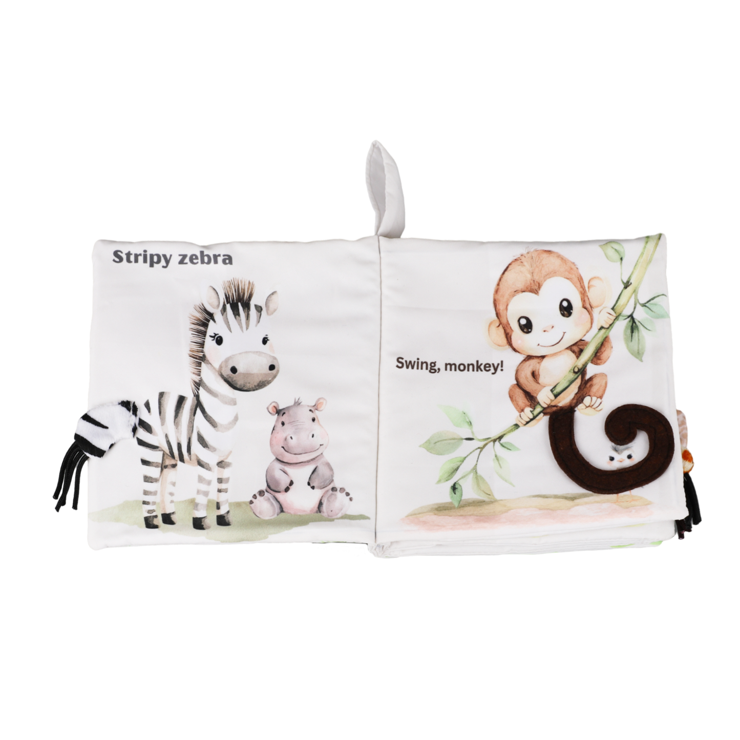Ali+Oli - Safari Friends Tails 10-Page Soft Crinkle Cloth Baby Book