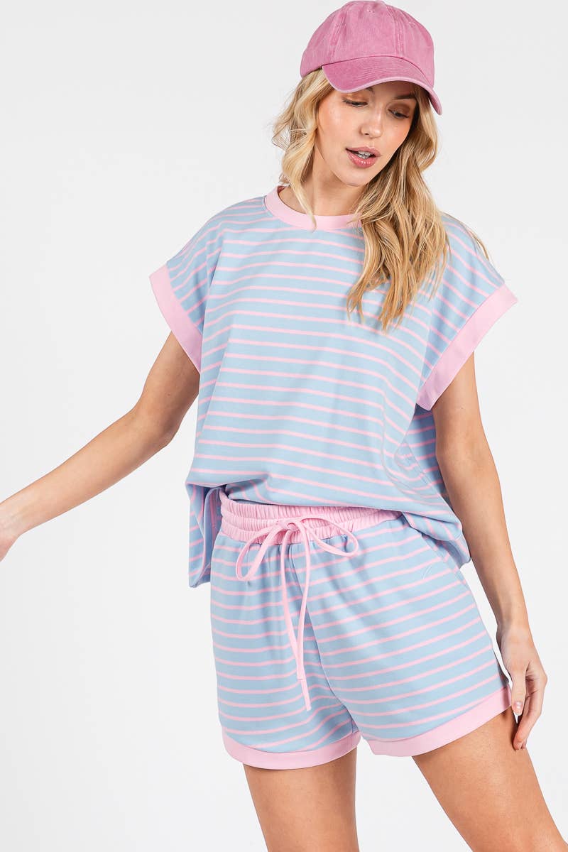 Sewn and Seen - STRIPED TERRY TOP AND SHORT SETS