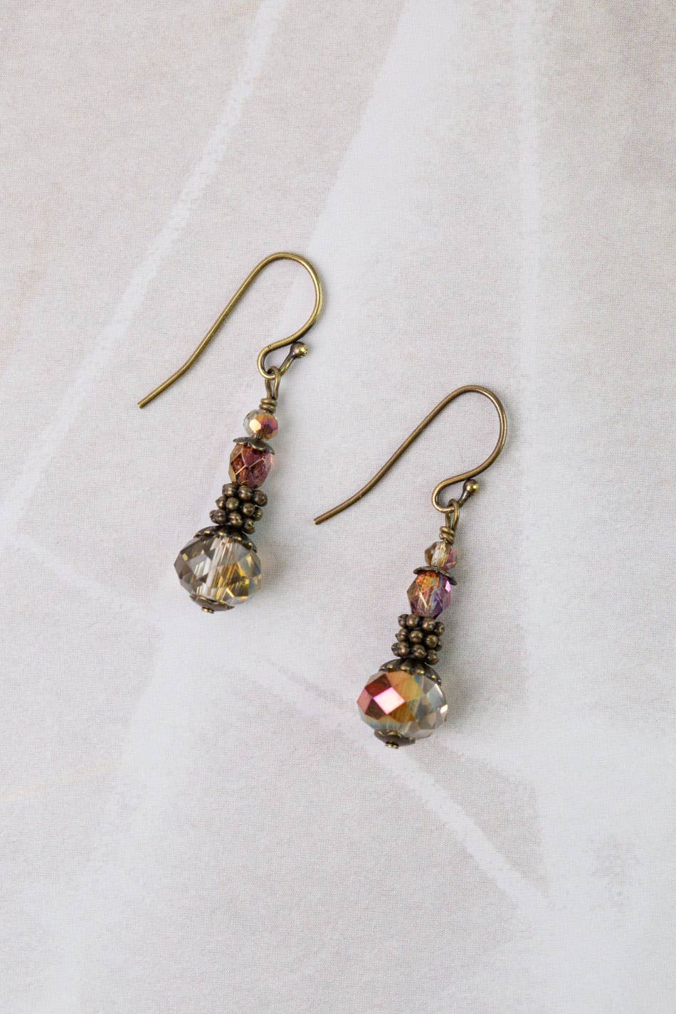 Anne Vaughan Designs Jewelry - Mauve Antique Copper With Plated Crystal Simple Earrings