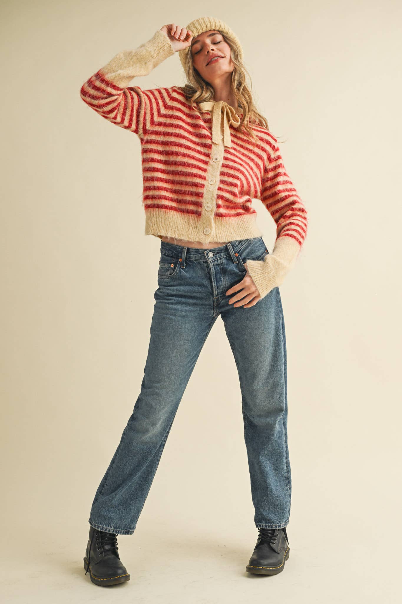 &MERCI - STRIPED HOODIE SWEATER CARDIGAN MSW11063