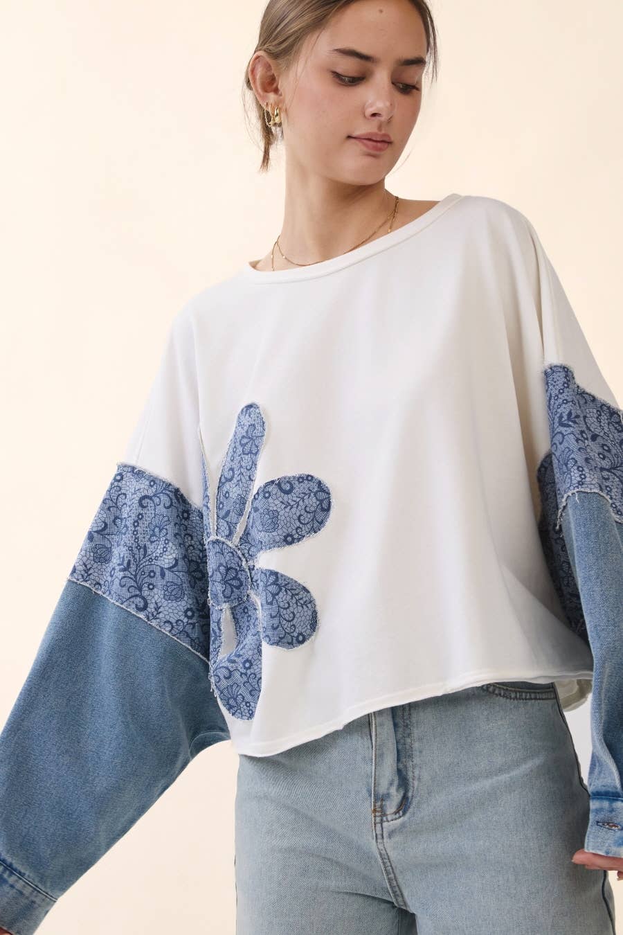 Oddi - Floral Patchwork Cropped Top
