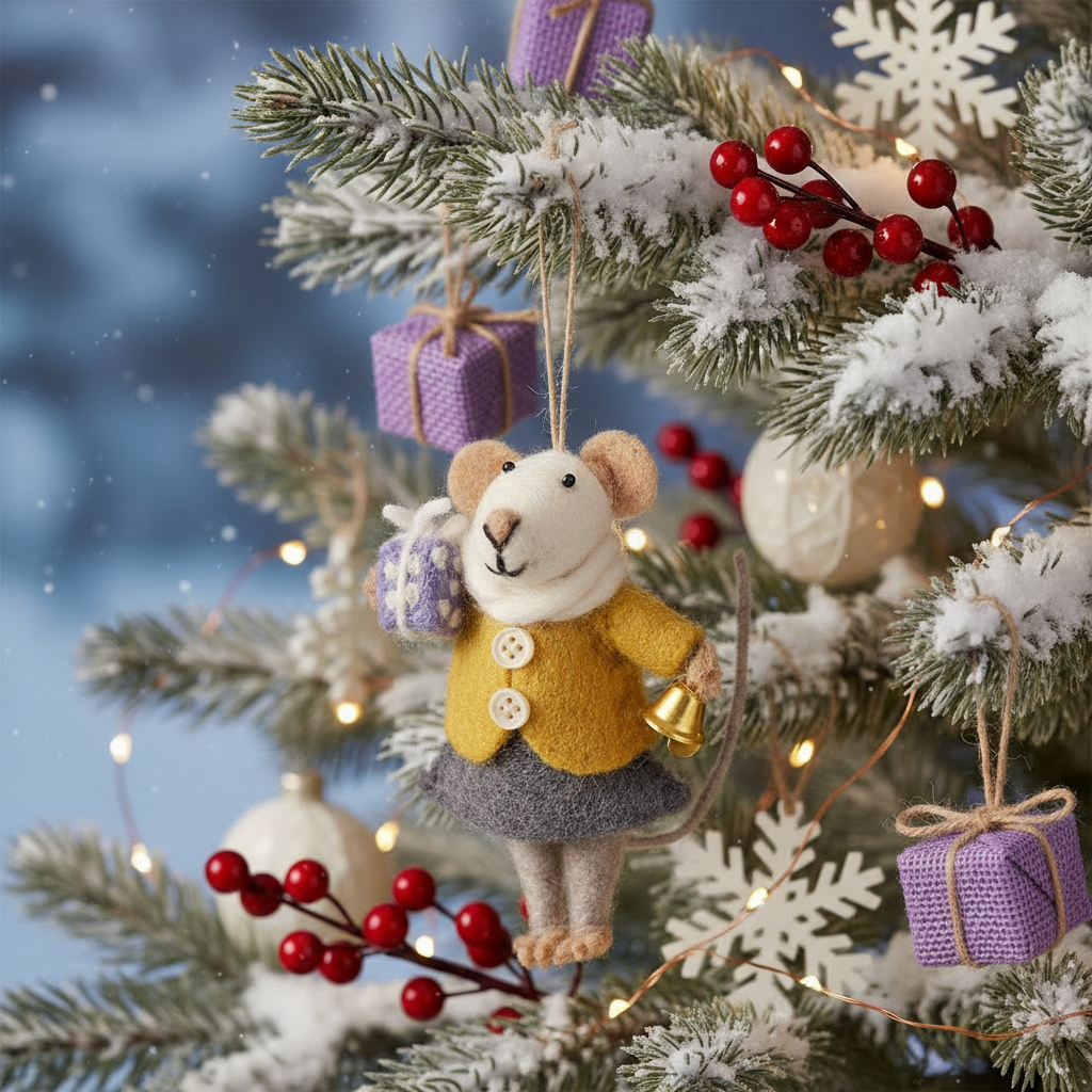Felt So Good - Handmade Felt Agnes Mouse Fair Trade Hanging Decoration