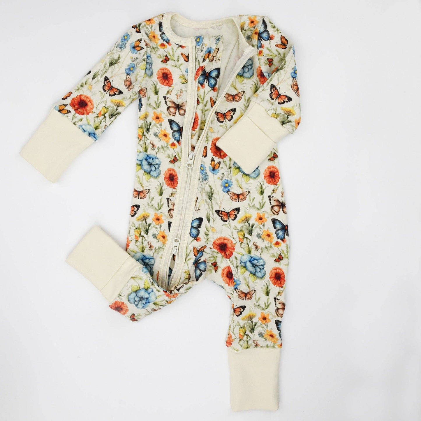 Earthy - Organic Cotton Baby Pajamas 2-Way Zip Front Zipper Sleeper, Blossom