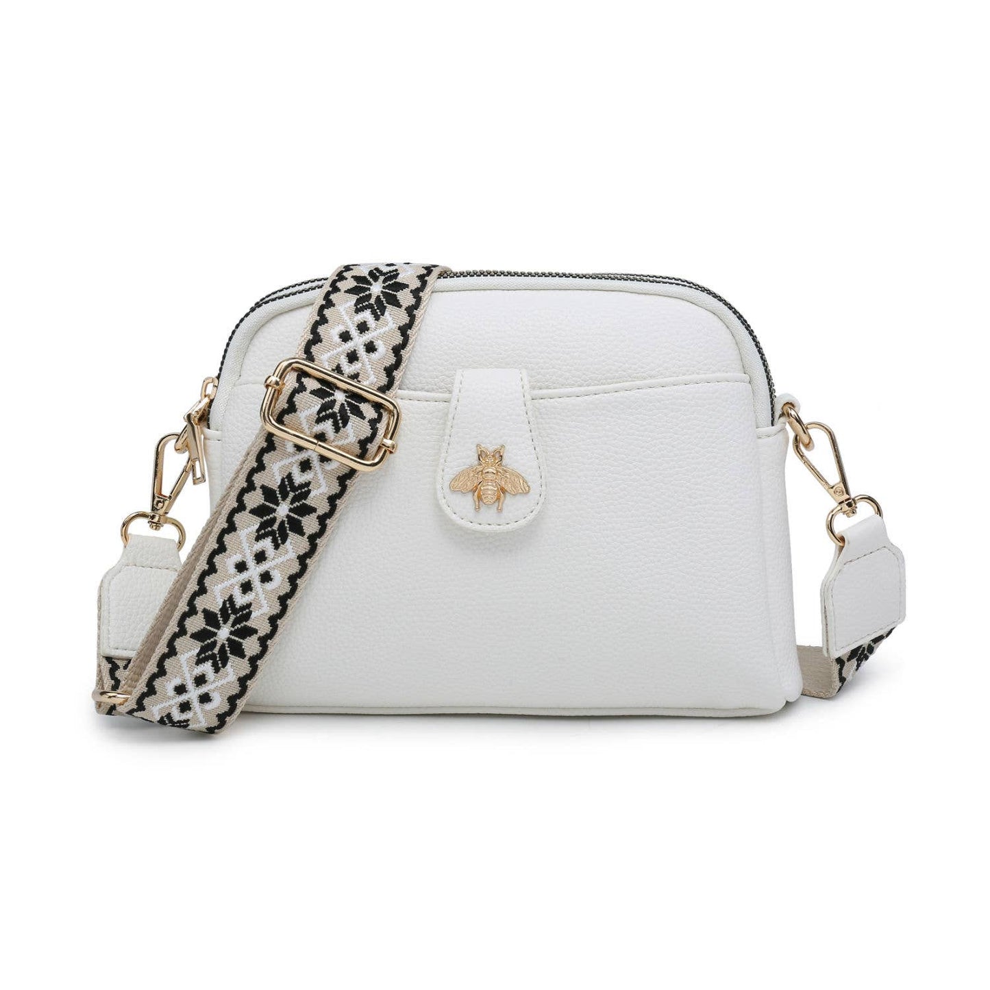 Papaya Fashion Ltd - B23002 Cross Body Handbag with double zip top sections