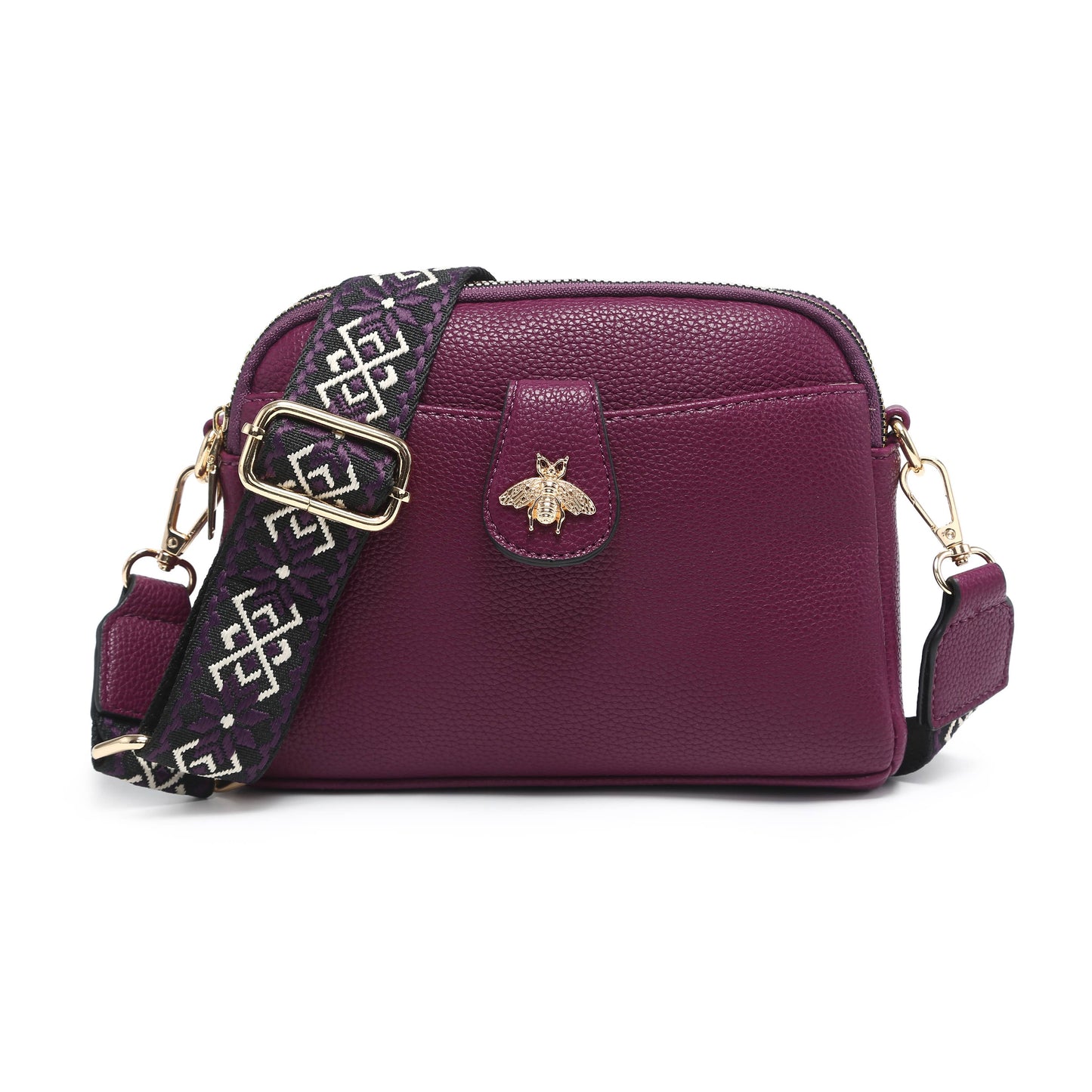 Papaya Fashion Ltd - B23002 Cross Body Handbag with double zip top sections