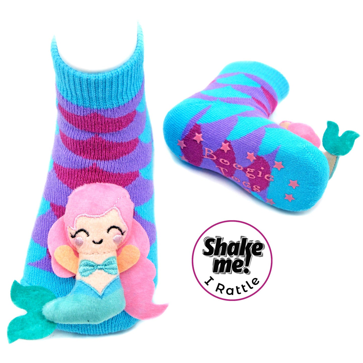 Boogie Toes - Rainbow Mermaid Boogie Toes - Baby Rattle Socks