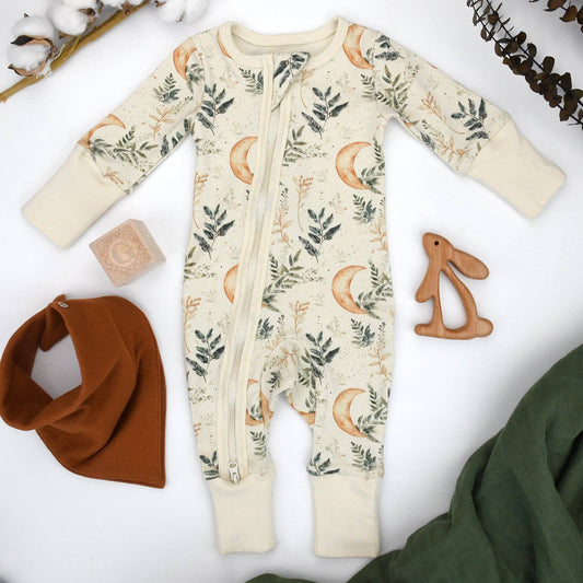 Earthy - Organic Cotton Baby Pajamas 2-Way Zip Front Zipper Sleeper, Lynx