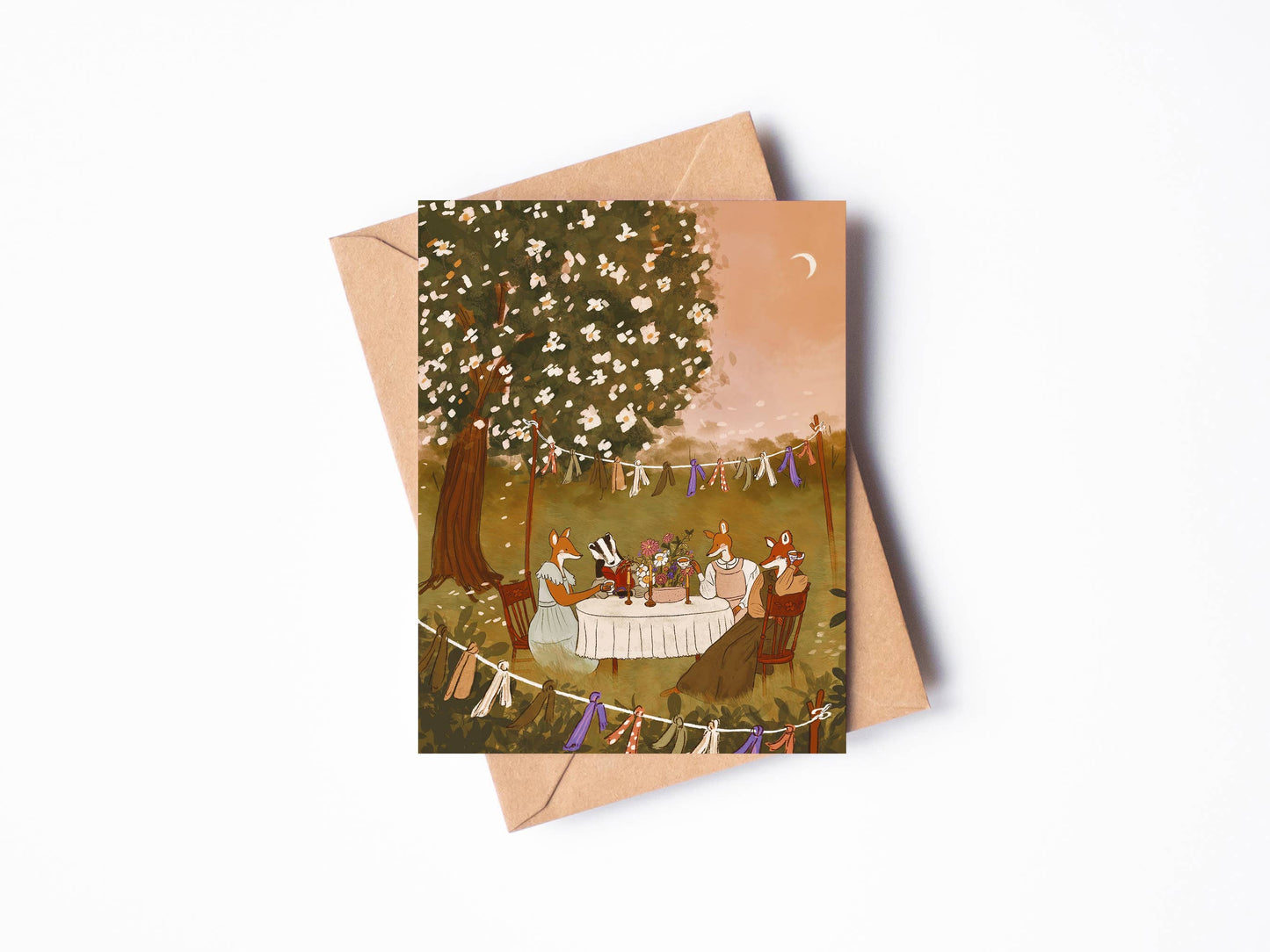 Randi Lynn Reed Illustration - Garden Tea Party Single Blank Greeting Card