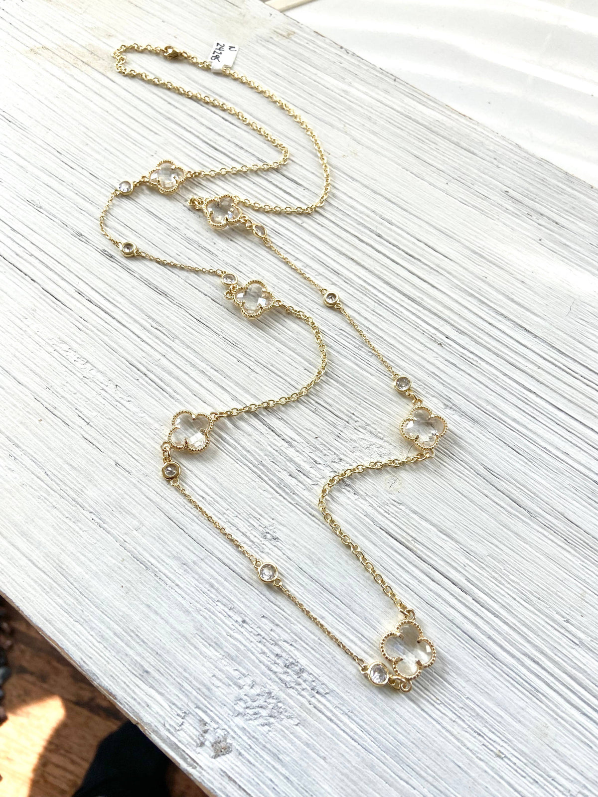 VB&CO Designs Handmade Jewelry - Quatrefoil clover long layering necklace designer style