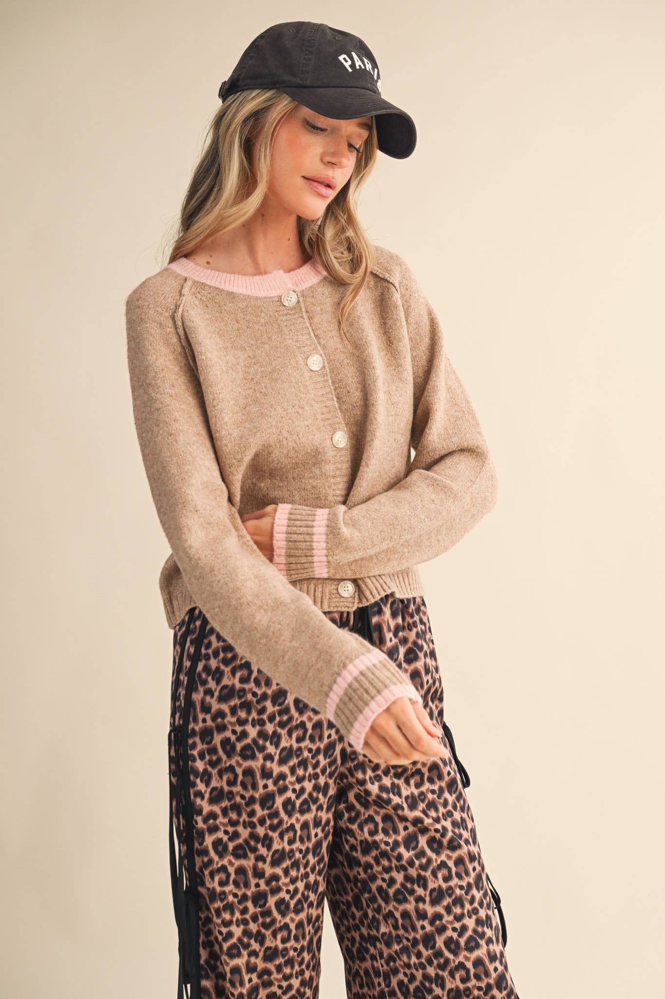 &MERCI - TWO TONE SWEATER CARDIGAN MSW11246