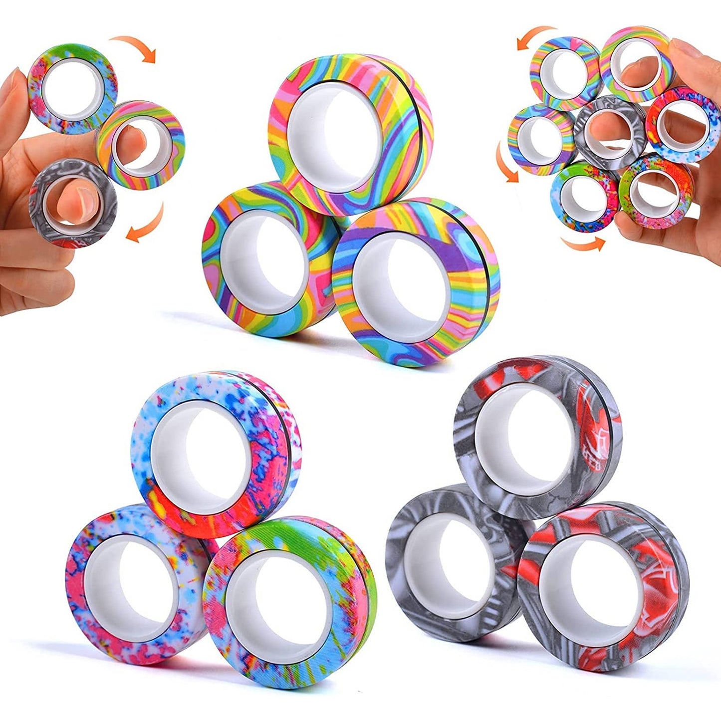 JSBlueRidge Toys - Magnetic Finger Rings Fidget Kids Toy- Assorted in Bulk