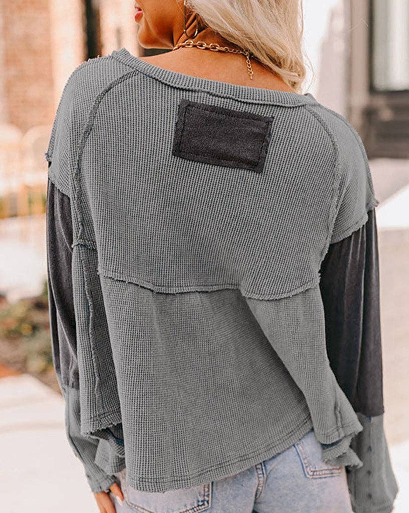 Bash Colorblock Pretty Bash - Colorblock Waffle Exposed Seam Top – The B's Nest