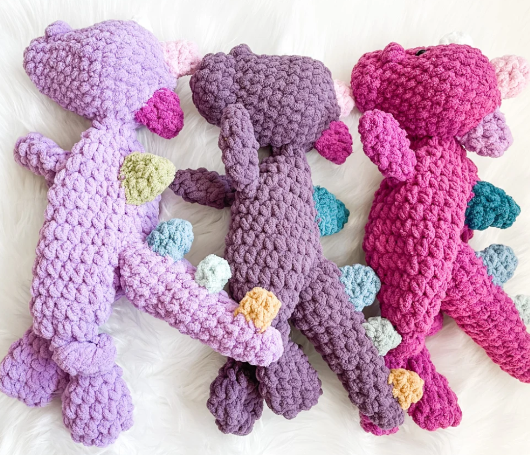 The Lumber Creek Co - Crochet Dinosaur Plushie Snuggler Lovey Stuffed Animal
