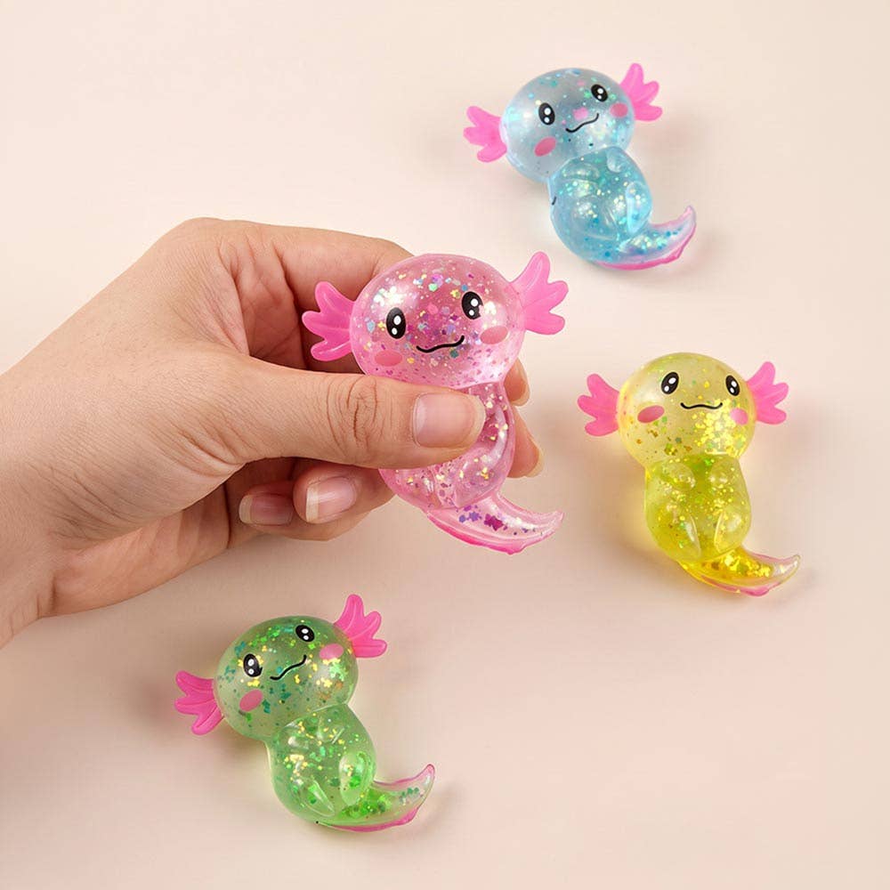 Sensibling Corp. - 12PCS - Glitter Axolotl Squeeze Squishy Stress Relief Toy