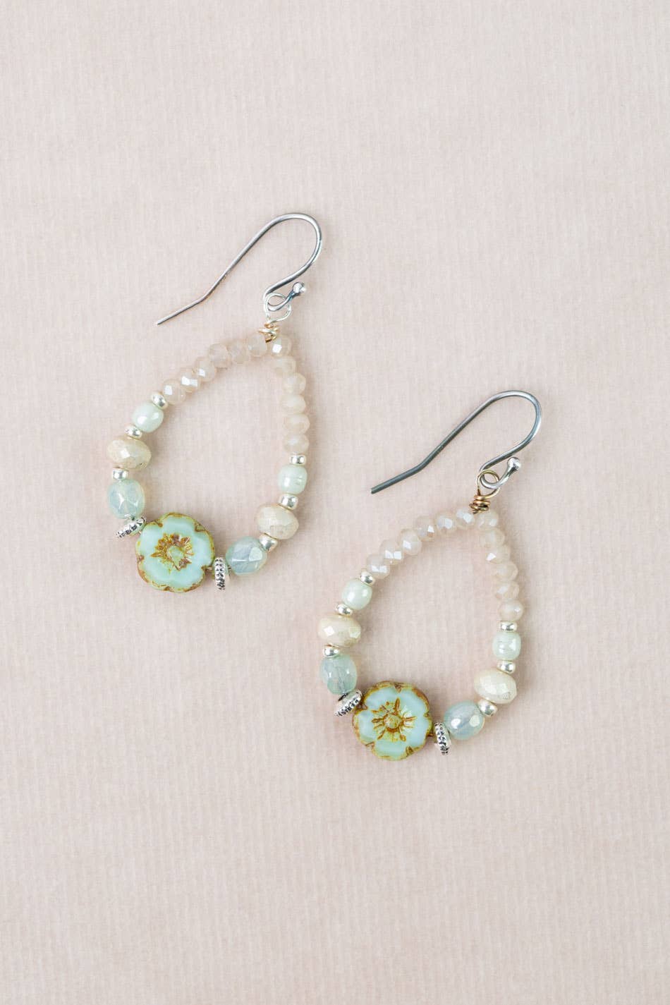 Anne Vaughan Designs Jewelry - Mint Julep Crystal, Czech Glass Hoop Earrings