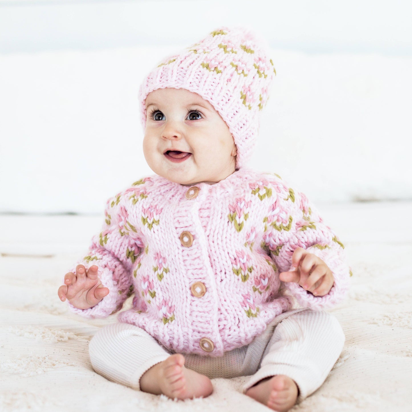 Huggalugs - Bitty Blooms Blush Cardigan Sweater for Baby & Toddler