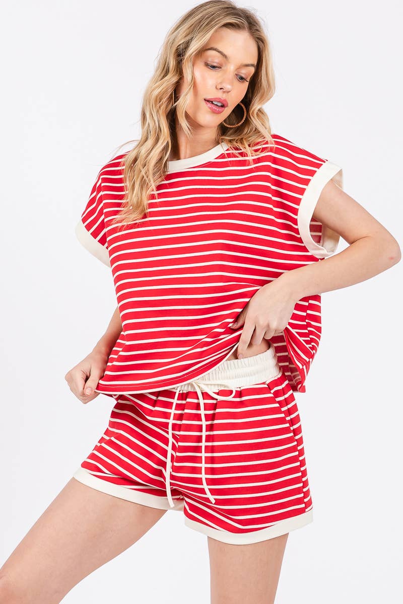 Sewn and Seen - STRIPED TERRY TOP AND SHORT SETS