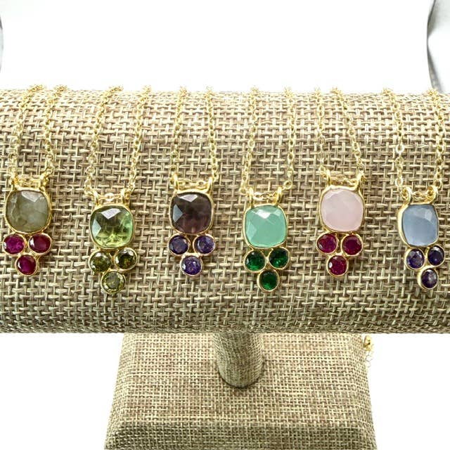 VB&CO Designs Handmade Jewelry - Genuine Gemstone Dainty Cluster Gold Necklaces