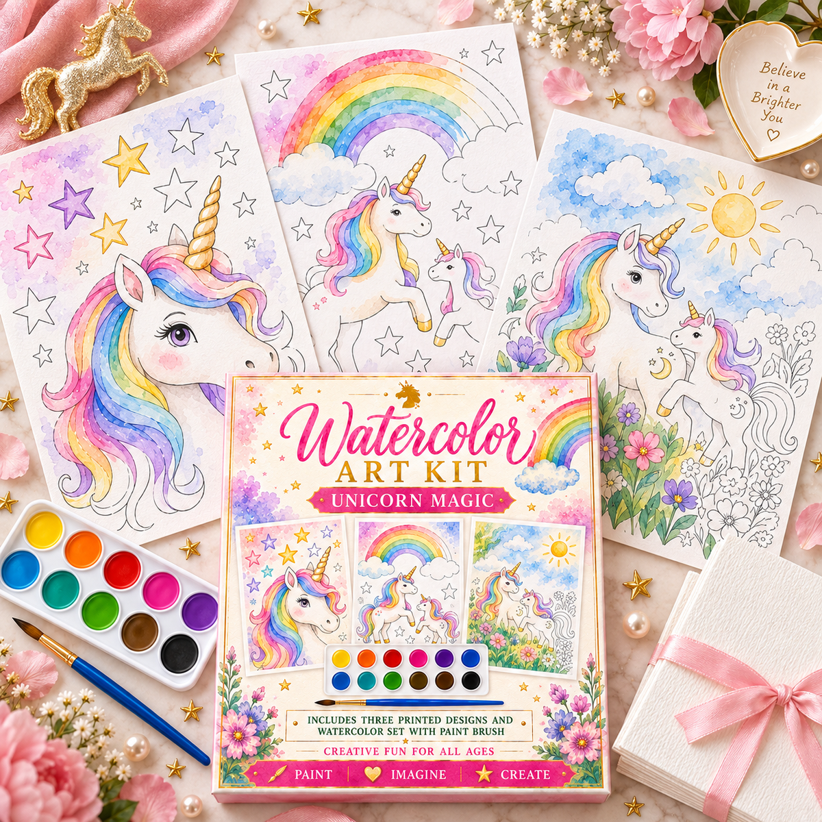 Jessie Marie Creative - Watercolor Art Kit: Unicorn Theme Designs