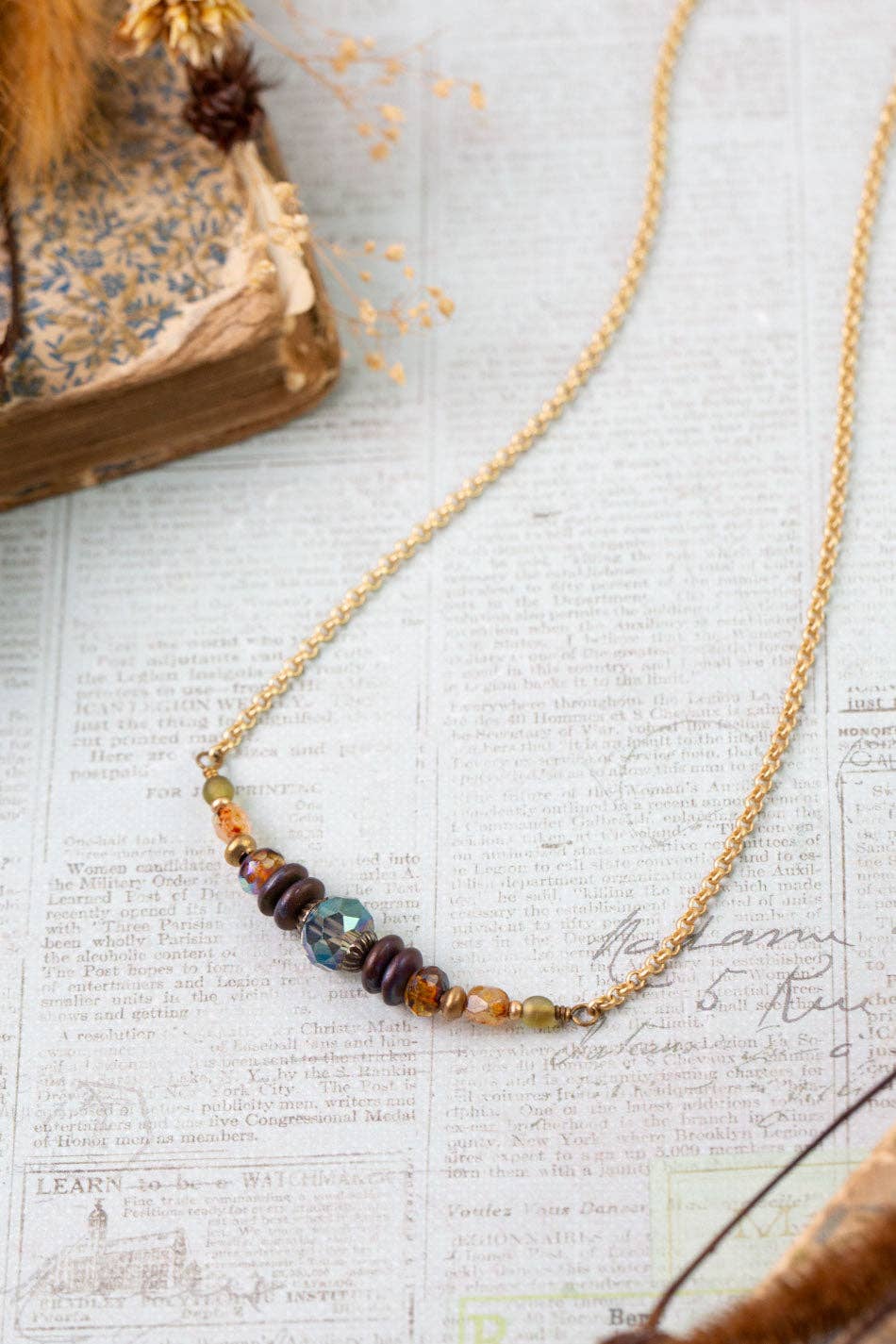 Anne Vaughan Designs Jewelry - Crisp Autumn 15-17" Czech Glass, Crystal Simple Necklace
