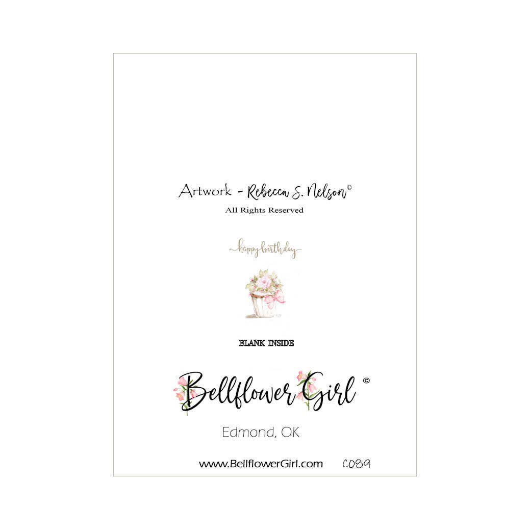Bellflower Girl - Happy Birthday - Yummy Pink Rose Cupcake - Friendship Card