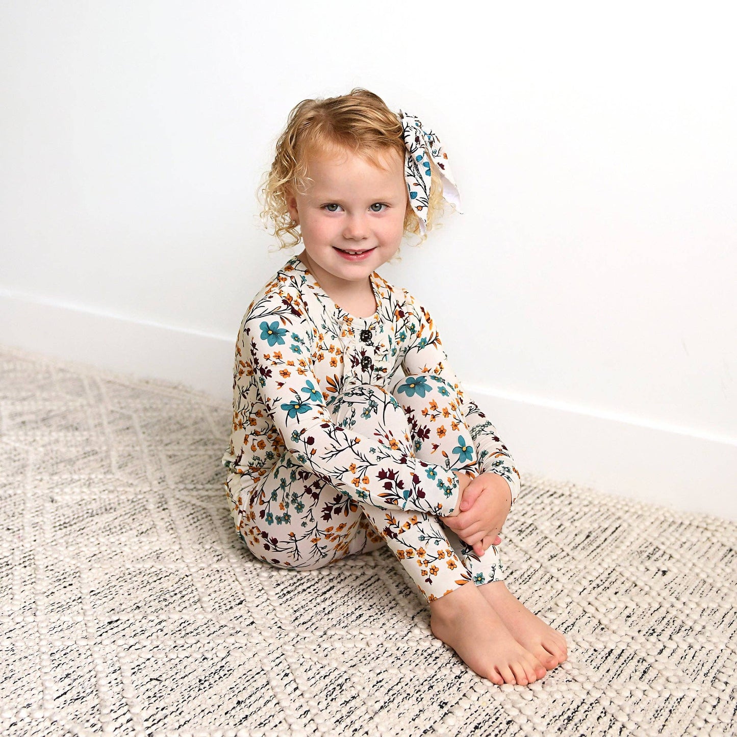 Gigi and Max - Maren Floral RUFFLE TWO PIECE Bamboo Kids Lounge Set
