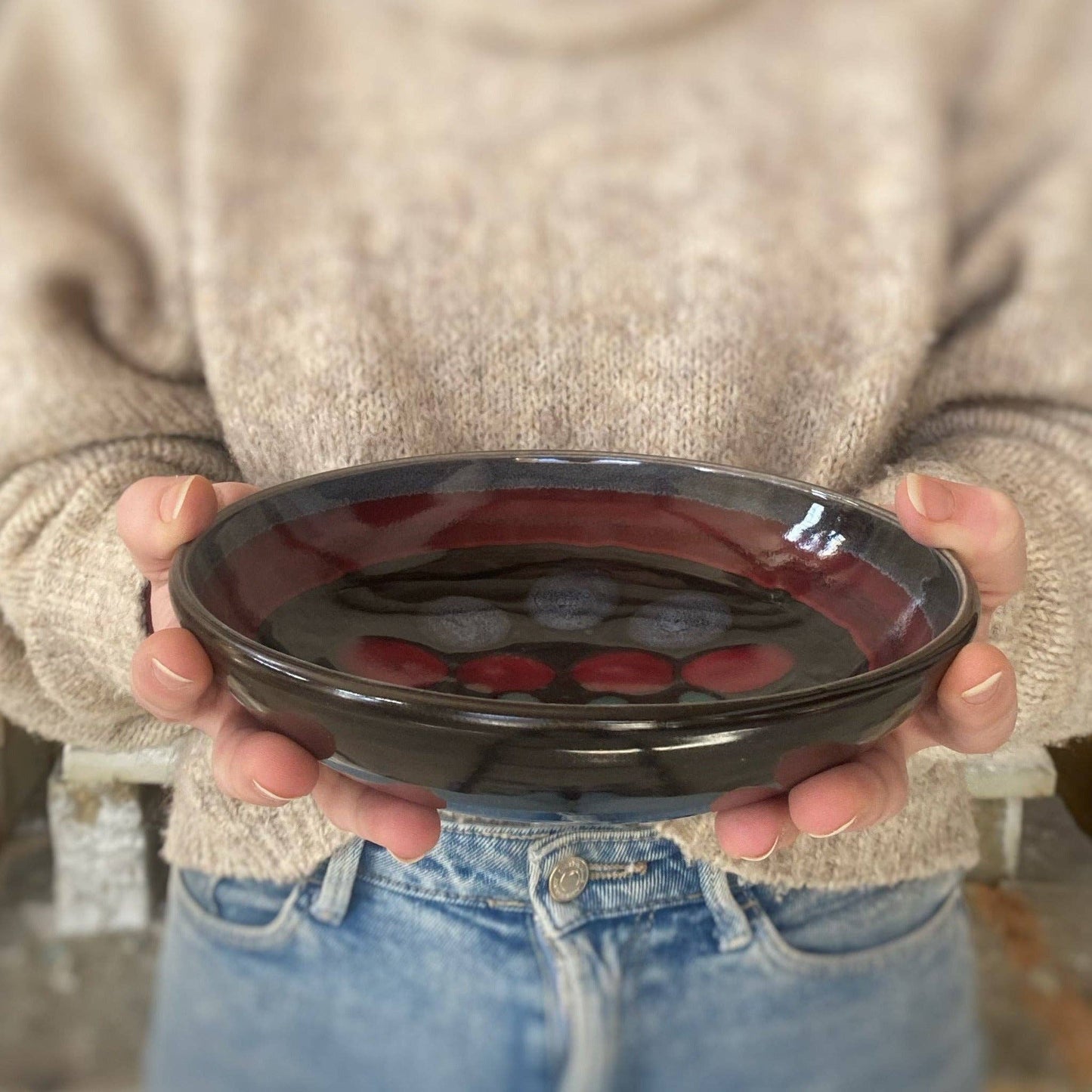Lasser Ceramics - Midnight Tulip Dinner Bowl