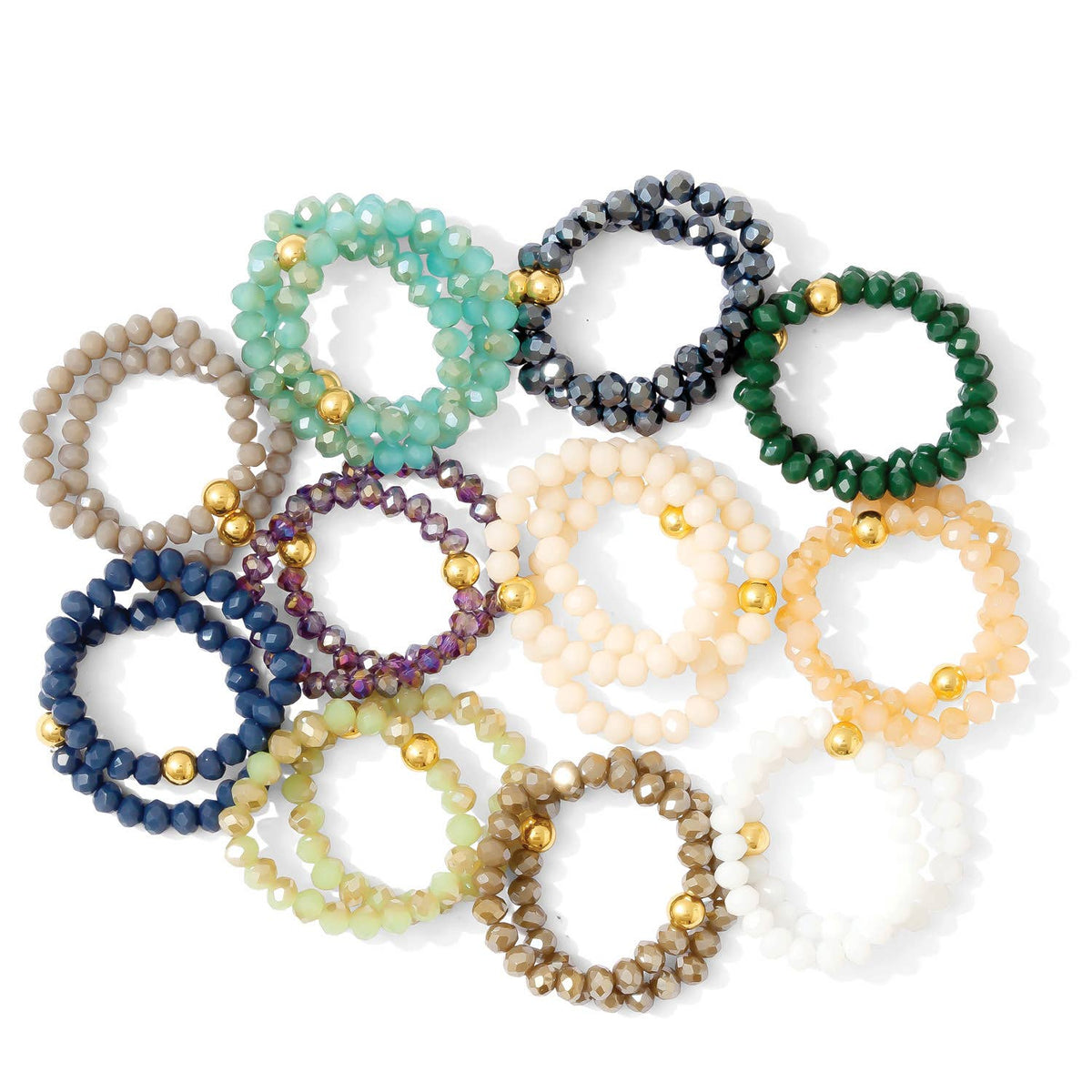Splendid Iris - Stretch Crystal Rings - Assorted