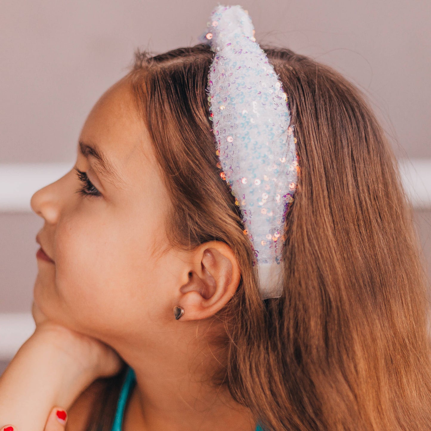 Frog Sac - Kids Knot Headband - Rainbow Sequin Knotted Hair Accessories