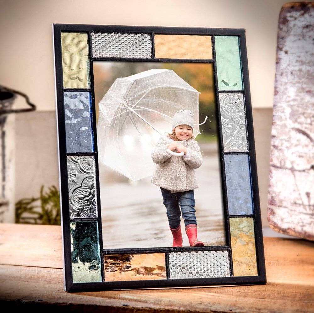 J Devlin Glass Art & Bert Anderson Collection - Pic 412-413 Multi Colored Pastel Glass - Easel Back Frame Series